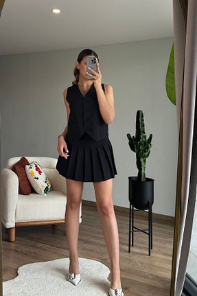 ست بالاتنه و پائین تنه مشکی زنانه بافتنی ElegantCouture - کد 852563545