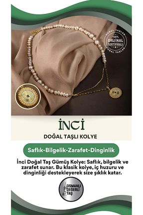 گردنبند مروارید سفید مروارید آب شیرین OSMANLI DEĞERLİ TAŞ - کد 647241645