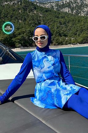 مایو حجاب آبی زنانه Batik Ka Hijab - کد 824158459