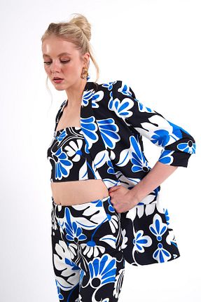 کت بلیزر سرمه ای زنانه مخلوط پلی استر Swass - کد 750618379