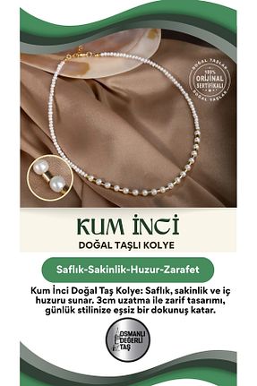 گردنبند مروارید سفید مروارید آب شیرین OSMANLI DEĞERLİ TAŞ - کد 647240374