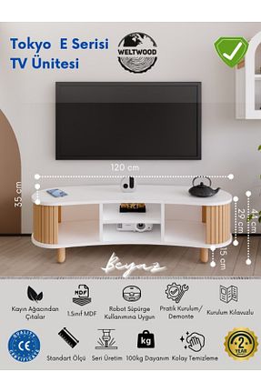 میز و پایه تلویزیون سفید MDF BebeK on For - کد 898852041