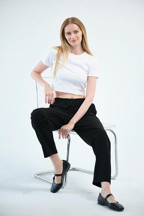 شلوار سایز بزرگ مشکی زنانه ویسکون BUSA - کد 902475929