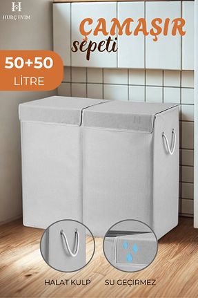 سبد لباس طوسی پارچه HURCEVİM - کد 942168359
