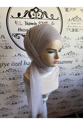 روسری طوسی پلی استر Yasmin S