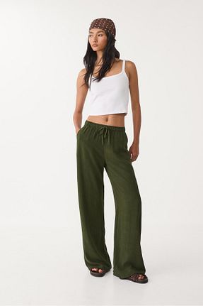 شلوار سبز زنانه ویسکون Stradivarius - کد 944092130