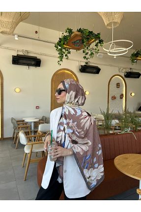 شال قهوه ای زنانه پنبه ای Modakaşmir - کد 944123465