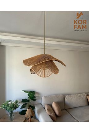 لوستر قهوه ای حصیر KorFam - کد 944178291
