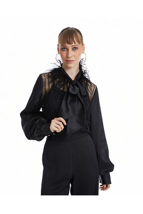 پیراهن مشکی زنانه یقه شالی Serpil - کد 944240781