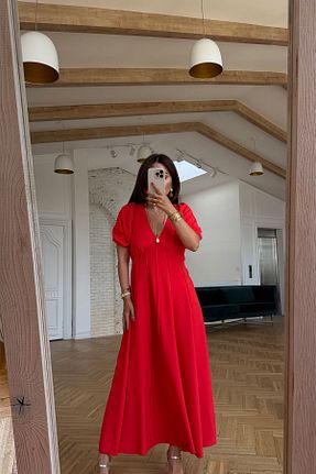لباس قرمز زنانه بافتنی Özge Özgenç - کد 944327123