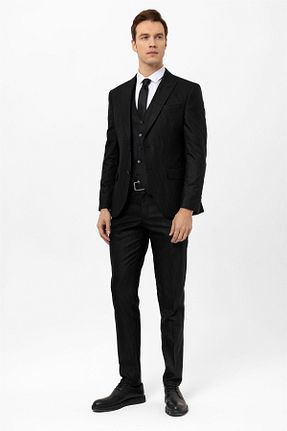 کت و شلوار مشکی مردانه یقه نوک تیز SÜVARİ - کد 944369694