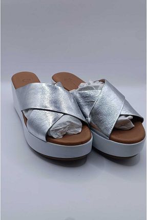 دمپائی متالیک زنانه چرم خالص İDOL SHOES - کد 944365524