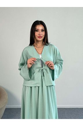 ست بالاتنه و پائین تنه سبز زنانه بافتنی Hatun Atila - کد 944391632