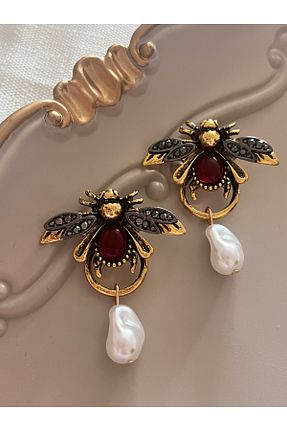 گوشواره جواهر متالیک مروارید Aka - کد 944472278