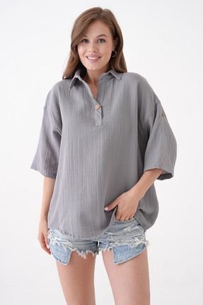 بلوز طوسی زنانه ساده Butik - کد 944488011
