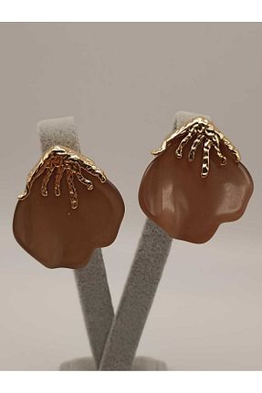 گوشواره جواهر قهوه ای زیرکن TLSMACCESORIES - کد 944554256