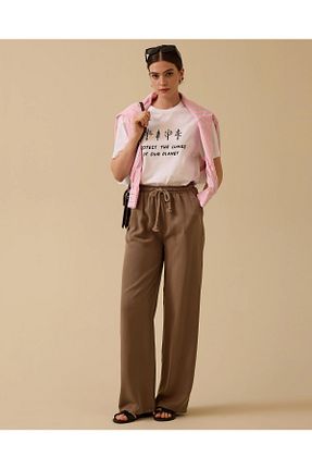 شلوار قهوه ای زنانه کتان SEÇİL - کد 931499413