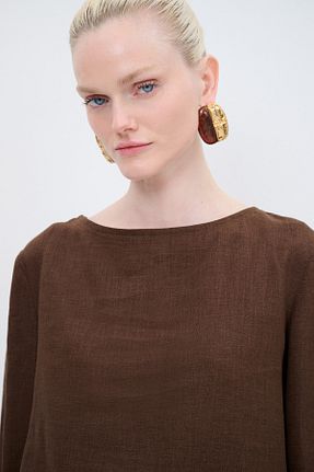 بلوز قهوه ای زنانه ساده adL - کد 944631112