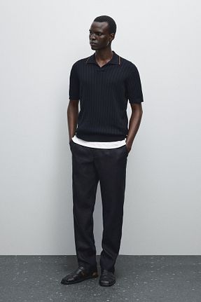 تیشرت سرمه ای مردانه رگولار Massimo Dutti - کد 944707101