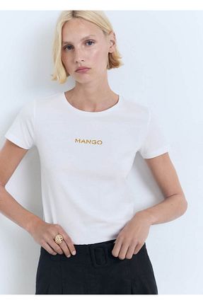 تیشرت سفید زنانه رگولار MANGO - کد 944884838