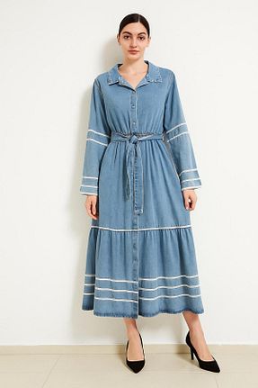لباس آبی زنانه کتان Ysferbutik - کد 944905651
