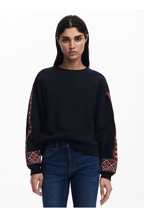 سوئیشرت مشکی زنانه چاپی Desigual - کد 939737358