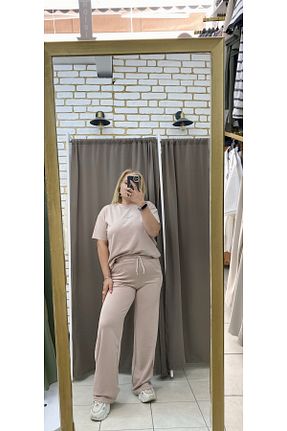 شلوار کرمگن بژ زنانه رگولار TUBA TOPTAŞ - کد 945037986