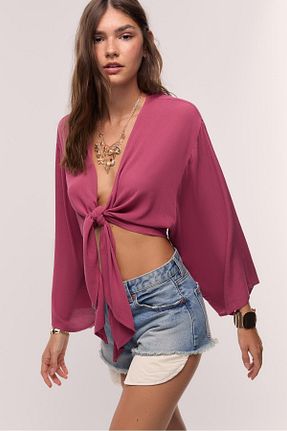 بلوز صورتی زنانه ساده Stradivarius - کد 945212695