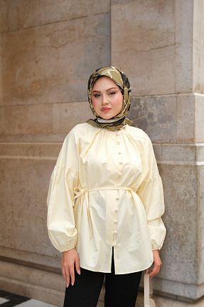 پیراهن حجاب زرد زنانه اورسایز LOCCO - کد 945272321