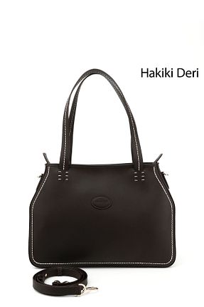 کیف دوشی قهوه ای زنانه چرم خالص GÖNDERİ(R) - کد 945307396