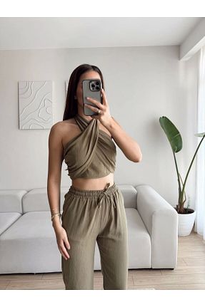 ست بالاتنه و پائین تنه رنگی زنانه بافتنی Zoom Butik - کد 945361776