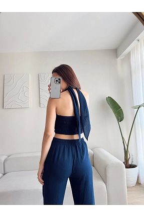 ست بالاتنه و پائین تنه سرمه ای زنانه بافتنی Zoom Butik - کد 945361525