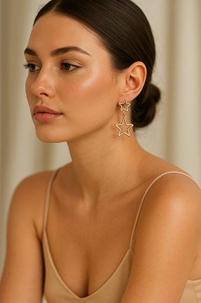 گوشواره استیل (فولاد) طلائی زنانه استیل (فولاد) Luminos Butik - کد 945371670