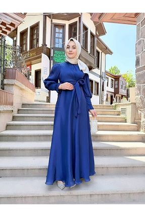 لباس مجلسی حجاب آبی زنانه یقه ماهیگیر sümeyra - کد 945373322