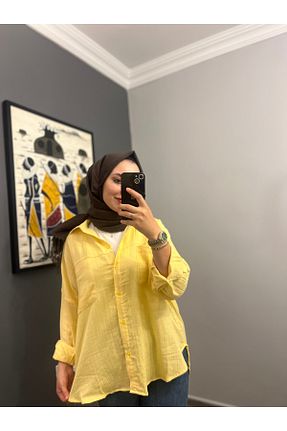 پیراهن حجاب زرد زنانه اورسایز Zense - کد 945425724
