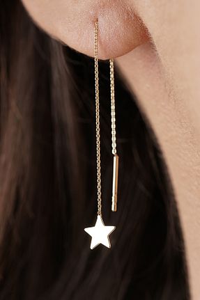 گوشواره طلا طلائی زنانه 14 عیار Fiyonk Kuyumculuk - کد 929880622