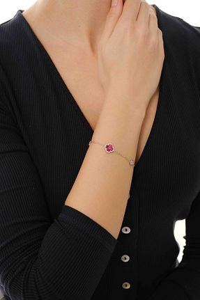 دستبند نقره صورتی زنانه 925 عیار Söğütlü Silver - کد 871064807