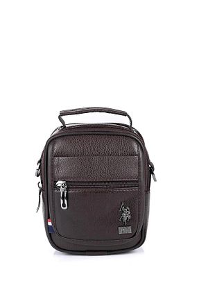 کیف پستچی قهوه ای مردانه چرم خالص U.S. Polo Assn. - کد 848077849
