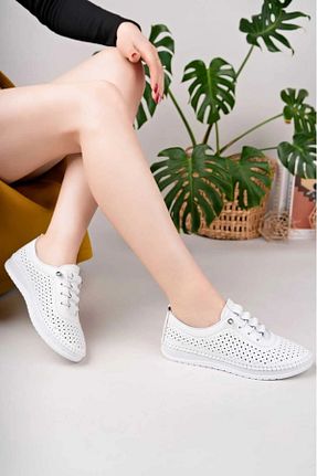 کفش کژوال سفید زنانه چرم خالص Garmoda - کد 938199108