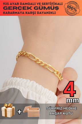 دستبند نقره طلائی زنانه 925 عیار OSMANLI GÜMÜŞ - کد 470213059