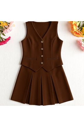 ست بالاتنه و پائین تنه قهوه ای زنانه بافتنی OTAKU - کد 940572562