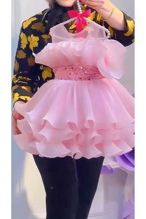 لباس مجلسی و فارغ التحصیلی صورتی بچه گانه بدون آستین By Feyza Kids Collection - کد 937512878