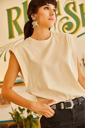 تیشرت بژ زنانه رگولار Tight Lady - کد 745469969