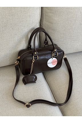 کیف دوشی قهوه ای زنانه چرم مصنوعی BAGLOVİS - کد 902663978