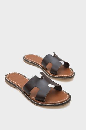 دمپائی قهوه ای زنانه چرم خالص Capone Outfitters - کد 652801089