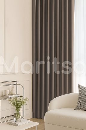پرده زمینه قهوه ای پلی استر MARİTSA - کد 945203012