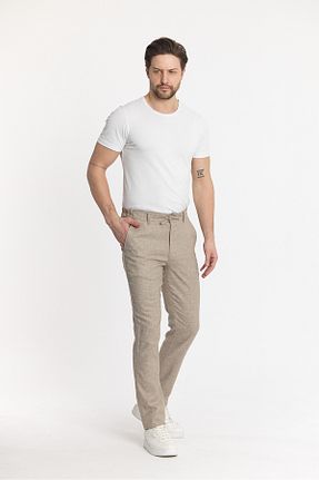 شلوار بژ مردانه کتان MODA - کد 897930407