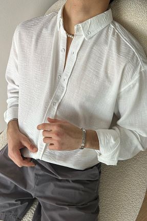 پیراهن سفید مردانه اورسایز Flaw Wear - کد 707413517