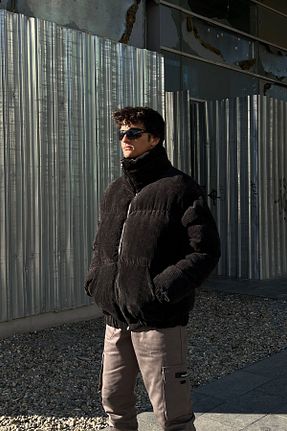 کاپشن مشکی مردانه رگولار Flaw Wear - کد 376825663