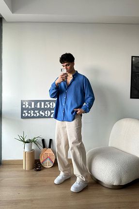 پیراهن سرمه ای مردانه اورسایز Flaw Wear - کد 709545778